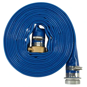 1 1/2″ 25ft PVC Polyester Yarn Reinforced Blue Water Pump Discharge Hose Female NPSM X Male NPSM Aluminum Couplings
