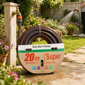 1/2″ 12mm Flexible Garden Hose 20 Meter Length Reinforced PVC Water Pipe with Multi-Season Durability