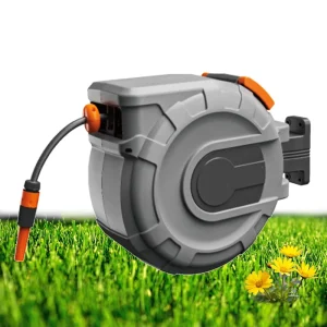 1/2″ 15m Water Hose Reel Auto Wind Heavy Duty Retractable Garden Hose Reel with Sprayer for Irrigation