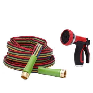 1/2 Inch Fiber Jacket Kink Twist Free Non Expanding Lightweight High Pressure Garden Hose With Metal Fittings