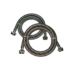 1/2 Inch OD 4 or 6 Feet Hot Cold Water Braided Hose for Washing Machine with 3/4 Inch Fitting