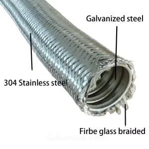 1/2 Inch Weather Corrosion Resistant Galvanized Steel Fiberglass Flexible Conduit 304SS Stainless Steel Braided Metal Hose