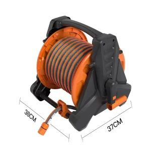 1/2inch Retractable Garden Hose 50 m and Reel with Cart Spray Gun and Folding Water Pipe