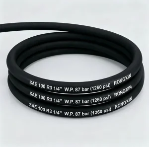 1/4″ 1/2″ 5/8″ SAE100 R3 Hydraulic Return Hose 1125PSI Flexible Tubing Fabric Reinforced Rubber Oil Line