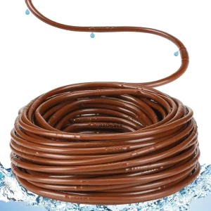 1/4″ 100ft Mini Drip Irrigation Pipe 6mm Hose Dripline for Garden Vegetables Tee Drip Irrigation System