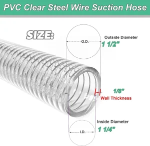1 Inch Food Grade PVC Steel Wire Reinforced Vacuum Hose Flexible Transparent Spring Pipe Plastic Water Suction Hose
