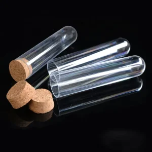 10*75mm 12*60mm 15*100mm Transparent PS Plastic Testing Tube Round Bottom With Cork Lid