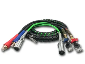 10 FT 3 in 1 ABS & Power Airline Air Hose Kit for Semi Truck Tractor Trailer with 7 Way Plug Electrical Cord Cable