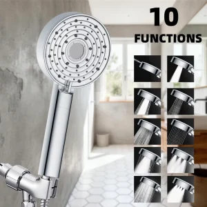 10 Functions High Pressure Filtered Handheld Shower Head Remove Chlorine VC Ball Shower Head for Hard Water