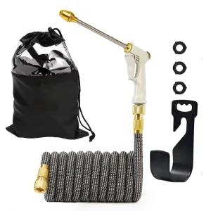 10 Pattern Spray Nozzle Expandable Latex Garden Hose Portable Retractable with Accessories