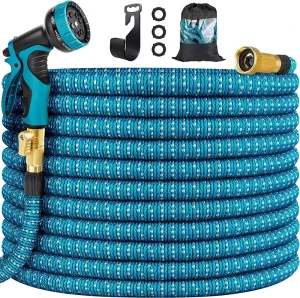 100 FT Expandable Garden Hose Water Hose With 10 Functions Nozzle Water Hose With Solid Fittings Car Washing Hose