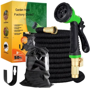 100 ft Garden Hose Expandable Flexible Retractable Collapsible Water Hose Outdoor in Lightweight With 9 Function Nozzles