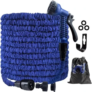 100 ft Metal Expandable Flexible Garden Hose Anti Kink with 7 Function Water Spray Gun Magic Hose