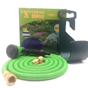 100FT Brass Fittings Expanding Garden Water Hose with Garden Hose Nozzle Sprayer