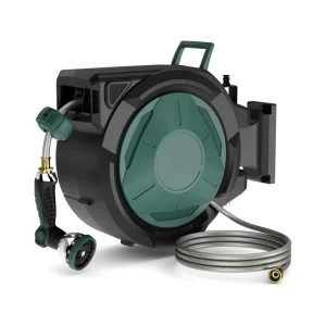 100ft 1/2 Inch Retractable Garden Water Hose Reel Wall Mounted PVC/PE/Plastic Soft Outdoor Hose