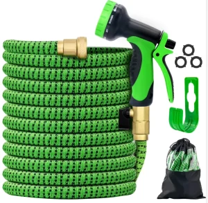 100ft 30M Garden Hose Upgraded Expandable Water Hose With Three Latex Core 3/4 Solid Brass Connector