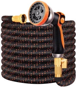 100ft Expandable Garden Water Hose With Sprayer and Brass Connector Water Sprinkler