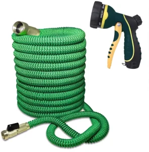 100ft Expandable Retractable Garden Hose with 3/4” Diameter ANSI Standard Anti Abrasion Wall Mountable