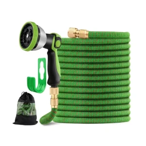 100ft Retractable Garden Hose 3 Layers Expandable Durable Latex Inner Hose High Pressure PP for Water Supplies Irrigation