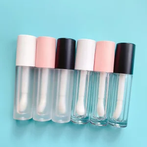 100pcs Pink Black White Custom Logo Lipgloss Packaging 5ml Lip Gloss Tubes With Big Brush Big Wand