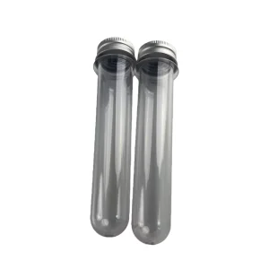 120 mm PET Thick Clear Silver Aluminium Screw Lids Round Flat Bottom Plastic Tubes