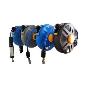 12V Auto Retractable Steel Garden Hose Reel for Car Wash Brass Plastic Components High Pressure Warranty Model