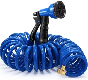 15M 50FT Magic Hose Retractable Corrosion Resistant Coil Garden Hose with Spray Nozzle for Watering Cleaning & Car Washing