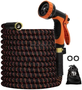 15M Expandable Garden Hose Durable Latex Material with Solid Brass Fittings for Home Garden