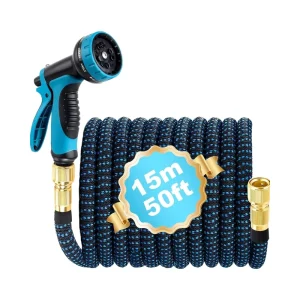 15m Expandable Flexible Rubber Garden Hose 1/2 Inch ANSI Standard 10 Function Spray Gun Adapter 12 Bar Pressure Gardening Car