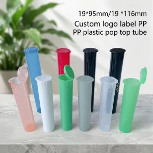 19*95 116mm Flat Bottom Child Resistant Pressed Stopper PP Plastic Pop Top Tube Plastic Container for Cigar