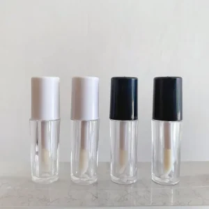 1ml Small Mini Lipgloss Tubes Private Label Round Black White Lip Gloss Tubes With Wand