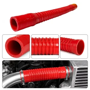 2/2×25″ 4-ply Reinforced Rubber Flexible Engine Air Intake Corrugated Cloth Cover Steel Wire Silicone Hose