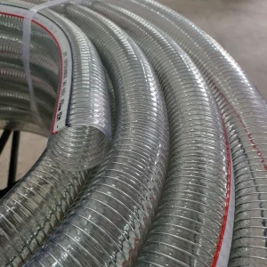 2 Inch 4mm Flexible PVC Steel Wire Reinforced Hose Transparent Spiral Design for Industrial Fluid Transfer