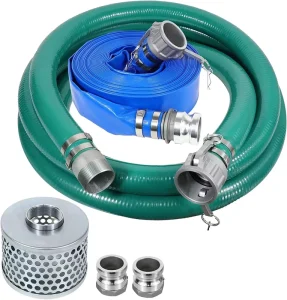 2″ X 65ft Steel Round Hole Suction Filter PVC Discharge Hose Pump Hose Kit Aluminum Camlock Fitting 5 +65 90PSI