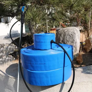 2.5″ 3″ Agriculture Flexible Pre-drilled Cavity PE Lay Flat Hose Braided Pipe Connect with Sprinkler Nozzle
