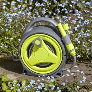 20 m Garden Hose Reel With Plastic Nozzle Set Yellow PVC Garden Hose Pipe with Colorful Lines
