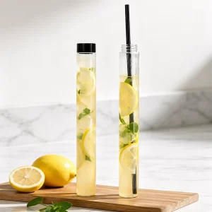 20oz Slender Cylindrical Storage Jars Plastic Test Tubes Indoor Home Miniature Landscapes Ecosystem Bottles