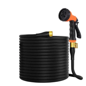 24FT Rubber Flexible Expandable Water Hose Pipe Anti Corrosion Water Tube for Yard Cleaning Car Washing Window Glass Cleaning