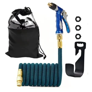 25/50/75/100/150FT Heavy Duty Expandable Latex Garden Hose with Brass Fittings No Kink Retractable Leak Proof 10 Spray Patterns