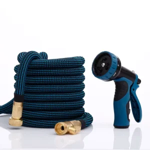 25 50 75 100FT Lightweight Expandable Bungee Garden Hose with Nozzle Kink Free Flexible 3/4″ Solid Brass Fittings & Latex Core