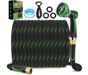 Garden Hose 100 ft Non Expandable Ultra Lightweight Flexible Durable UV Resistant 360 Dual End Anti Kink Design 10 Pattern