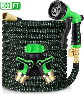 25FT-150FT Expandable Double Layer Latex Tube Anti Corrosion Garden Water Hose Magic Spray Nozzle Black Custom