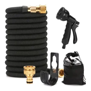 25FT Expandable Flexible Garden Hose Set with 8 Function Spray Gun