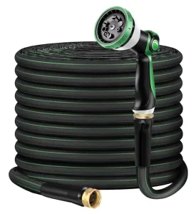 25FT High Pressure Non Expandable PVC Water Hose Brass Connectors Anti Freezing UV Protection For Garden Irrigation Car Washing