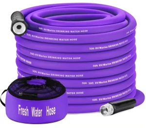25FT RV Water Hose Storage Bag 5/8” Premium Drinking Water Hose Leak free No Odor Anti Kink High Pressure Anti UV Garden Hose