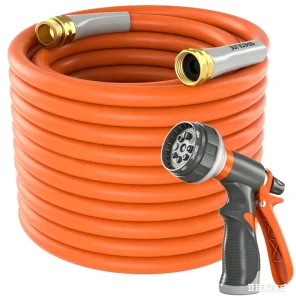 25ft X 5/8″ Heavy Duty Anti Abrasion Flexible Water Hose 360 Rotating Grip No Kink Leakproof Reel