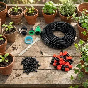 25m DIY Drip Irrigation System ABS Material Automatic Watering Garden Hose Kits with Adjustable Dripper for Greenhouse & Garden
