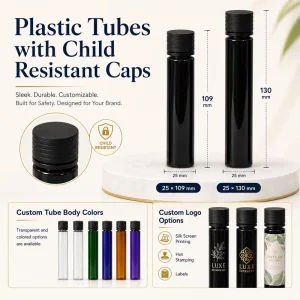 25mm Child Resistant Screw Top Plastic Tubes for Packaging Use