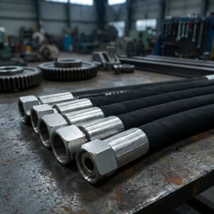 2SN DN19 Stainless Overbraided Synthetic Rubber Hydraulic Hose Assembly Hex Nut 340 Bar Working 4930 Burst for Construction