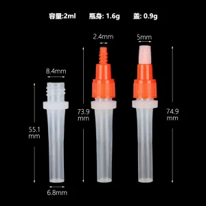 2ml Clear Plastic Sample Vial with Screw Cap Mini Reagent Bottle Laboratory Test Tube Storage Container for Lab Sample